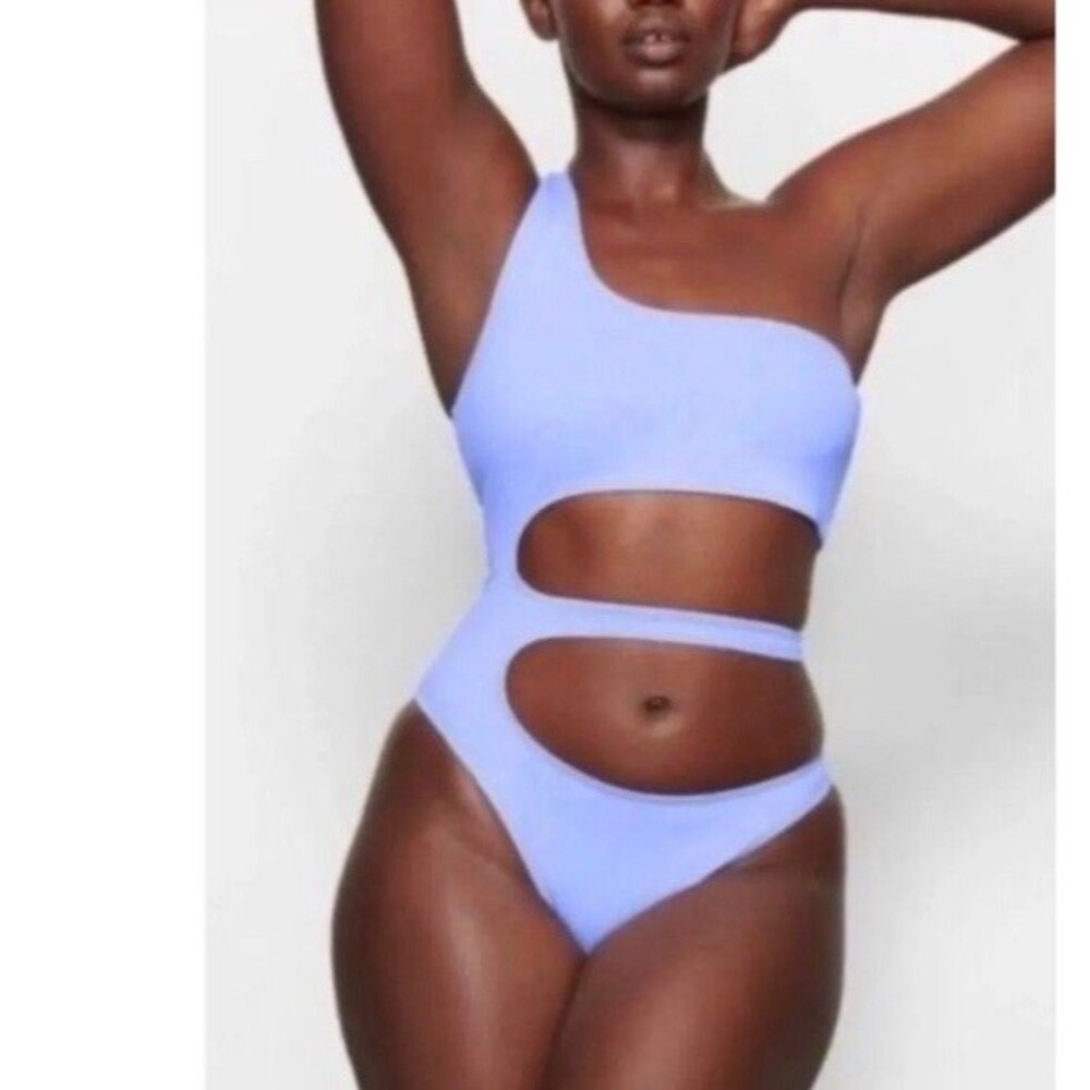 Skims One Shoulder Monokini Periwinkle Purple One Piece Swimsuit XL New